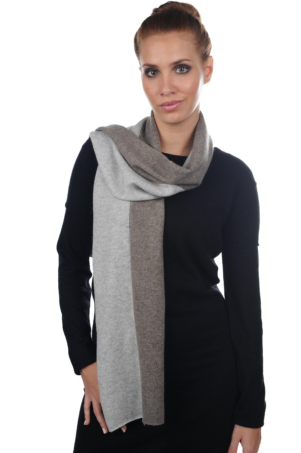 Cachemire et Yak pull homme echarpes et cheches luvo flanelle chine gris naturel 164 x 26 cm